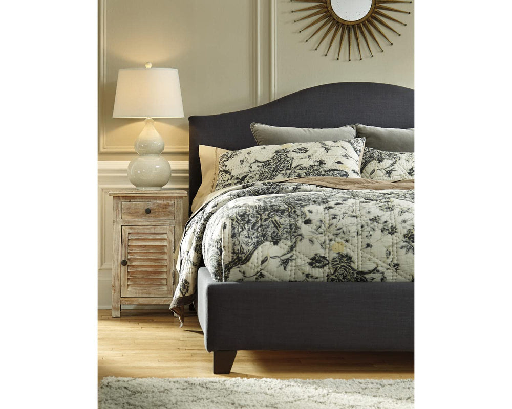Cream Ceramic Double Gourd Table Lamp with Fabric Shade & 3-Way Switch