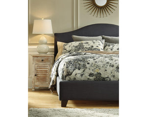 Cream Ceramic Double Gourd Table Lamp with Fabric Shade & 3-Way Switch