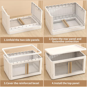 Collapsible Storage Bins with Lids & Wheels – 92Qt Foldable Stackable Bins