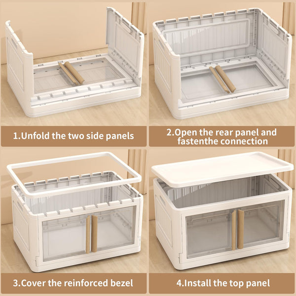 Collapsible Storage Bins with Lids & Wheels – 92Qt Foldable Stackable Bins