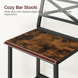 Counter Height Bar Stools Set of 2 with Backrest & Footrest – 26 Inch