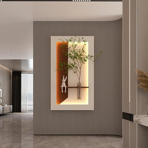 3D LED Wall Decor Sculpture with Artificial Plants & Rabbit Statue
