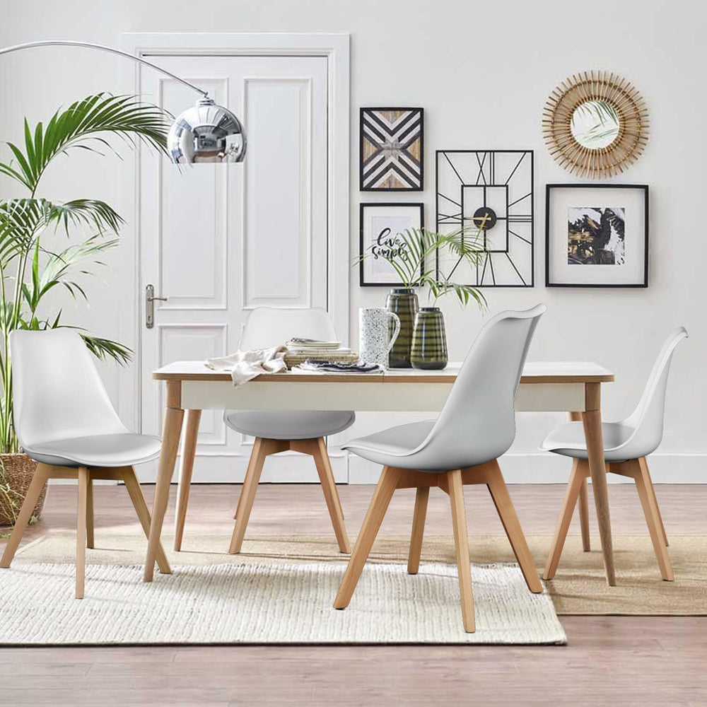 Modern PU Leather Dining Chairs with Wood Legs