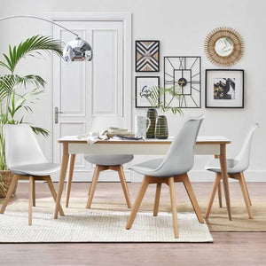 Modern PU Leather Dining Chairs with Wood Legs