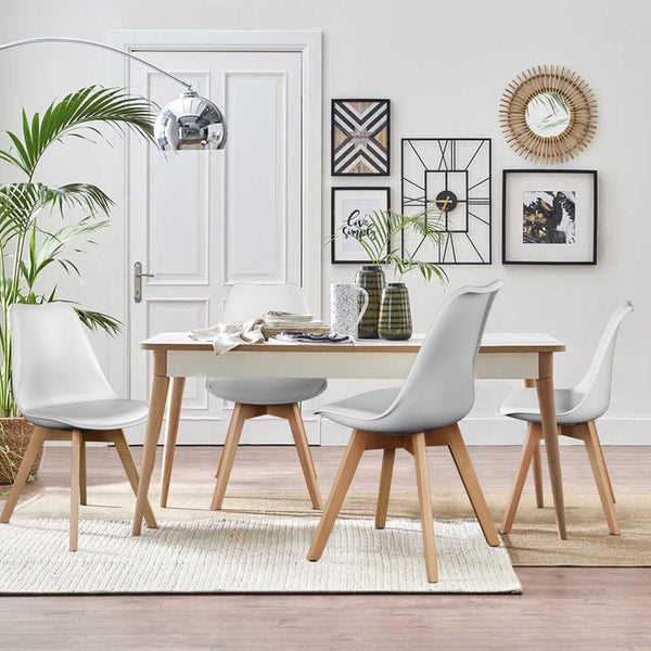 Modern Dining Chairs with Wood Legs & PU Leather Cushion
