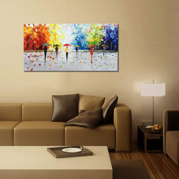 Abstract Landscape Oil Painting on Canvas – Hand Painted Wall Art