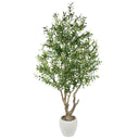 7.9 ft Artificial Olive Tree with White Planter