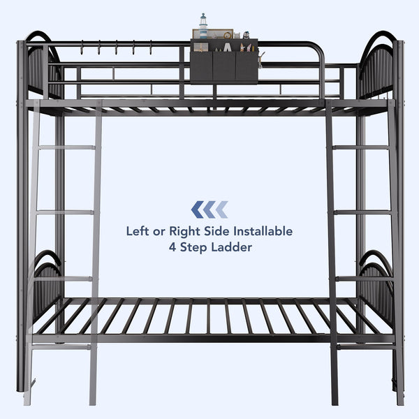 Twin Over Twin Metal Bunk Bed with Storage