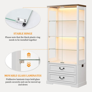 Glass Display Cabinet with LED Lights & Body Sensor