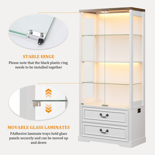 Glass Display Cabinet with LED Lights & Body Sensor