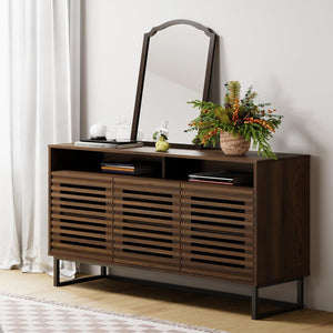 Buffet Sideboard Cabinet with Louvered Doors and Adjustable Shelves