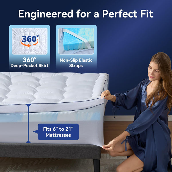 Dual Layer 4 Inch Memory Foam Mattress Topper with Pillow Top