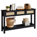 47" Rattan Console Table with 3 Drawers & Storage Shelf