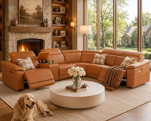 Power Reclining Leather Sectional Sofa
