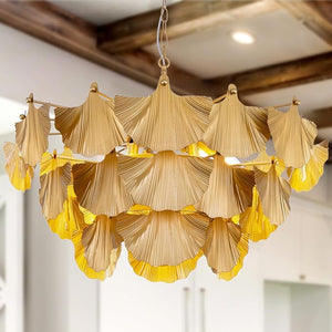 Gold Ginkgo Leaf Chandelier – 8-Light Ceiling Light Fixture