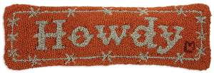 Hand-Hooked Wool Throw Pillow – Howdy Cowboy 8" x 24"