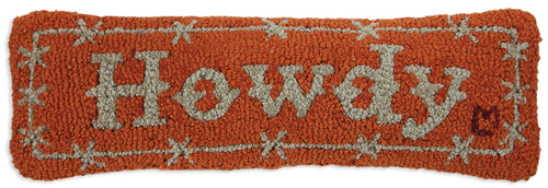 Hand-Hooked Wool Throw Pillow – Howdy Cowboy 8" x 24"