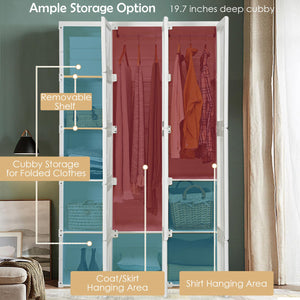 Portable Closet Wardrobe with Cubby Storage & Magnet Doors