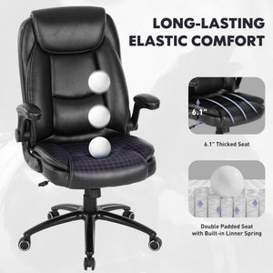 Ergonomic PU Leather Office Chair with Flip-Up Armrests
