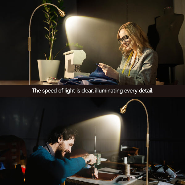 Adjustable LED Gooseneck Floor Lamp with Dimmable Zoomable Beam