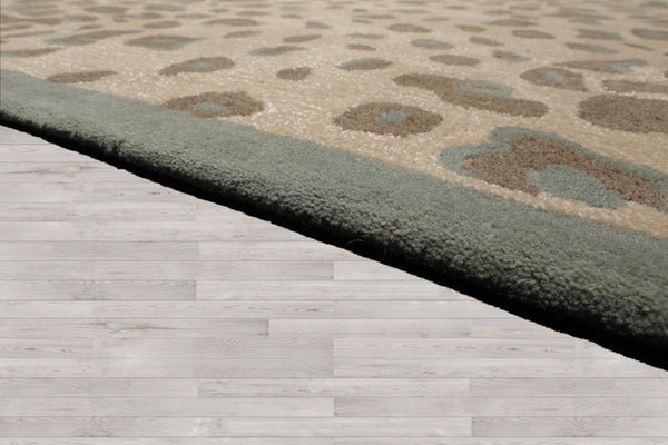 Hand-Tufted Leopard Print Wool Area Rug – Tan & Brown, Multiple Sizes