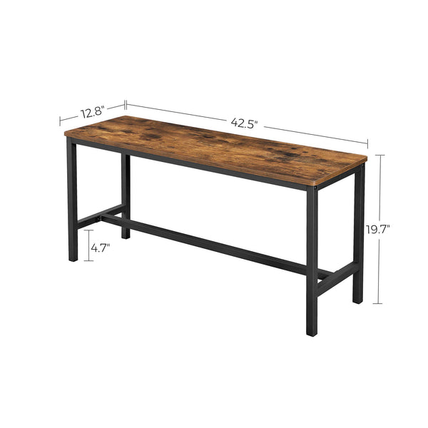 Rustic Brown Dining Bench Set of 2 with Steel Frame