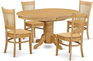 7-Piece Oval Dining Table Set with Butterfly Leaf & 6 Upholstered Chairs