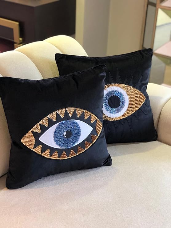 Evil Eye Velvet Throw Pillow Cover 18x18