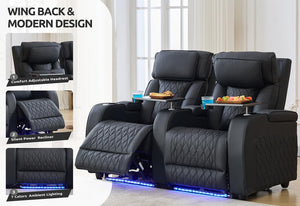Home Theater Seating – Top Grain Leather Recliner Sofa