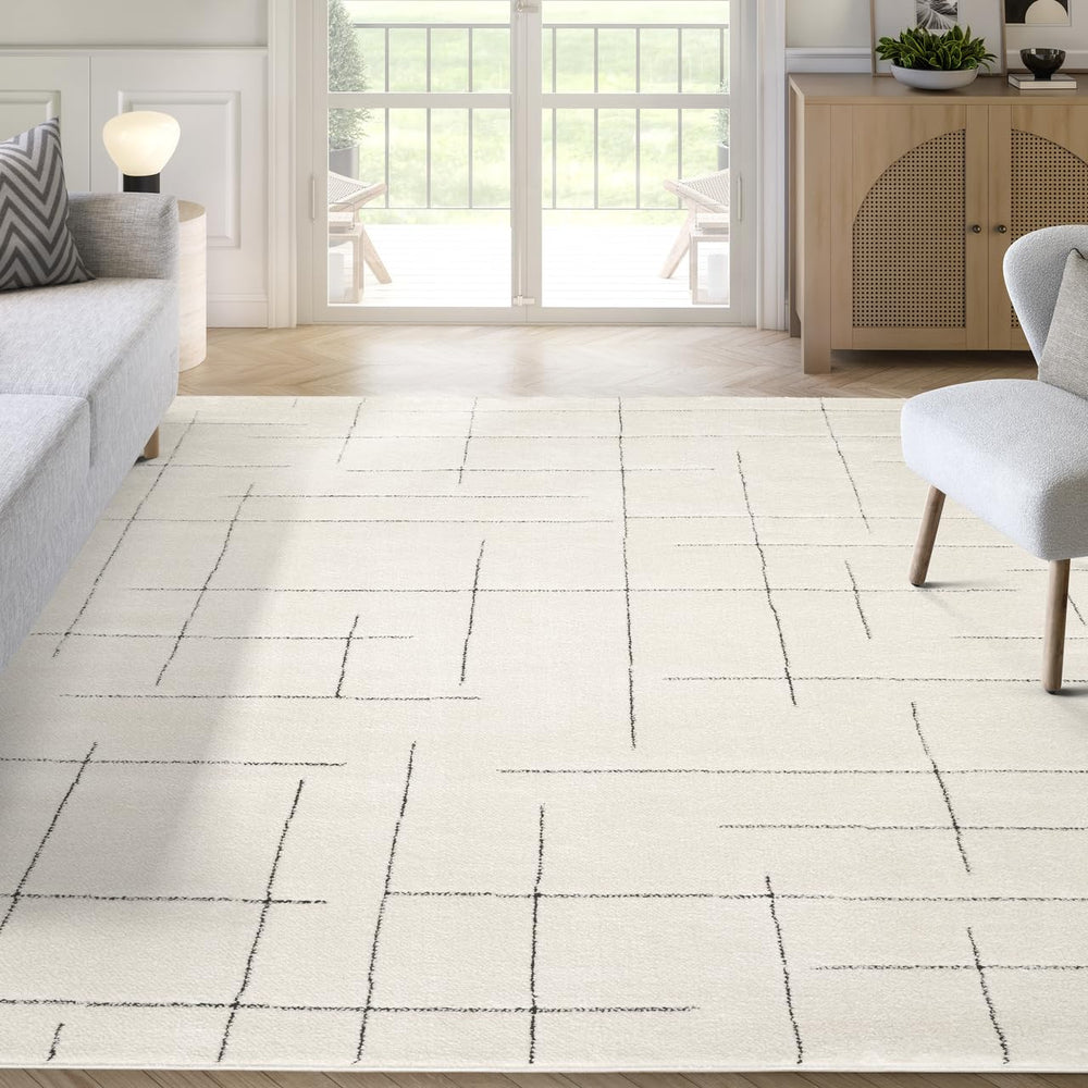Cream Striped Area Rug – Oliver Collection