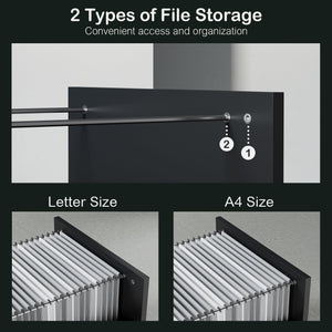 4 Drawer Wood File Cabinet with Lock, Power Strip & Storage Shelves