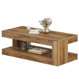 2-Tier Farmhouse Coffee Table with Storage, 47.24"