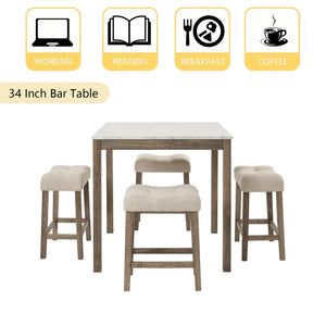 34'' Square Bar Table Set with 4 Chairs