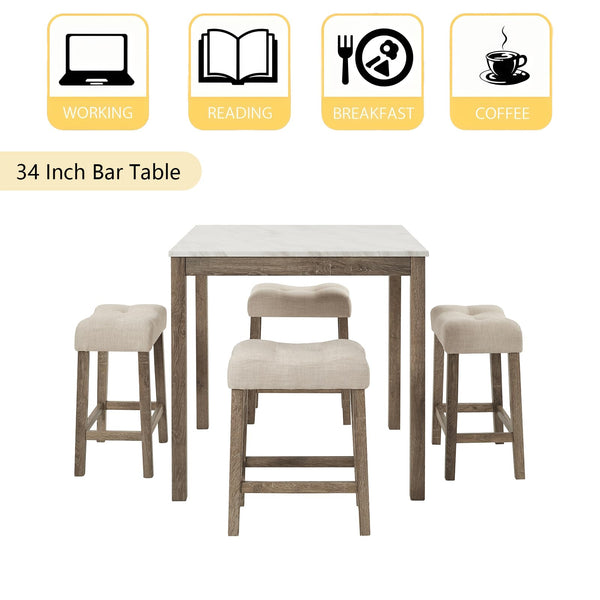 34'' Square Bar Table Set with 4 Chairs