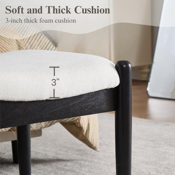55 Inch Upholstered Ottoman Bench with Wood Legs