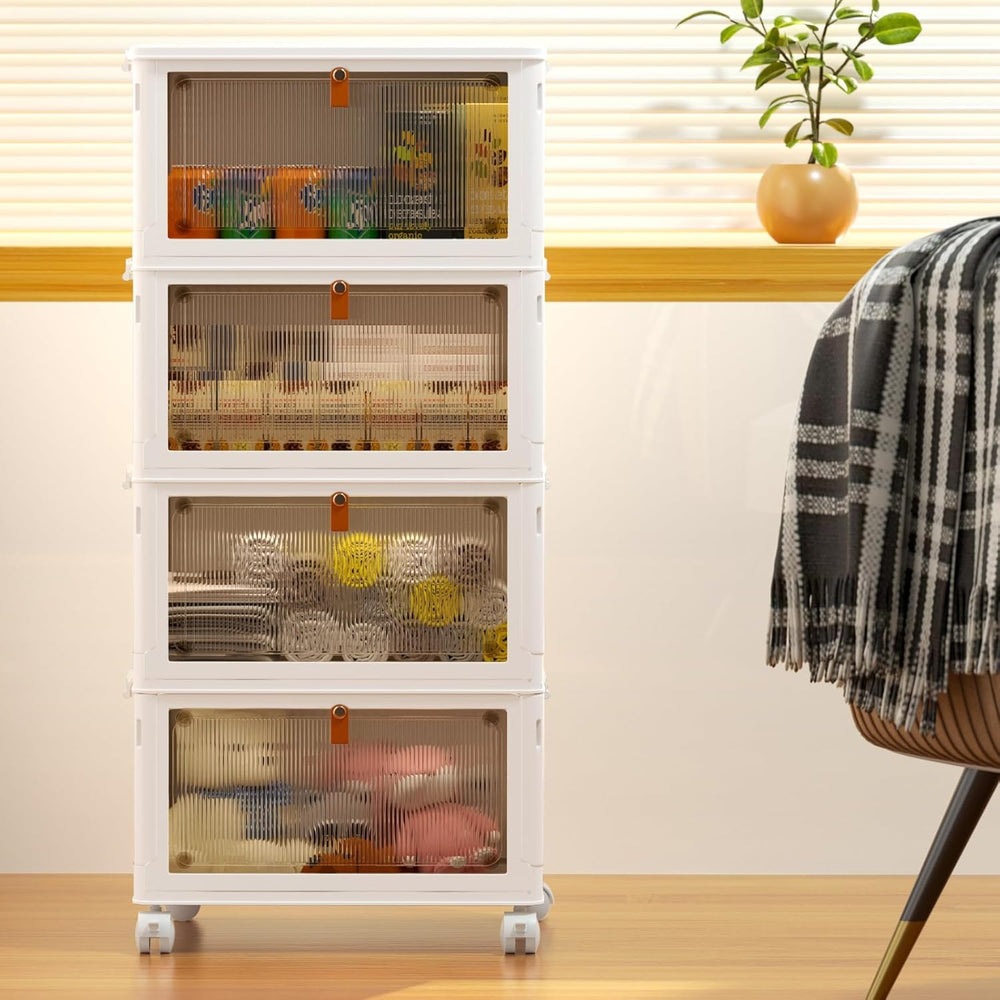 4-Tier Stackable Storage Bins with Lid & Wheels