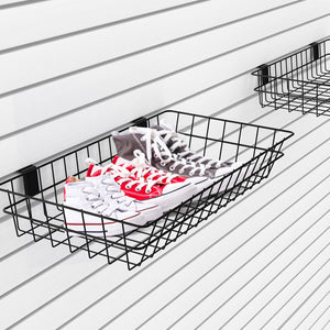 Slatwall Baskets 24" x 12" x 4" – 4 Pack Metal Wire Storage Organizer
