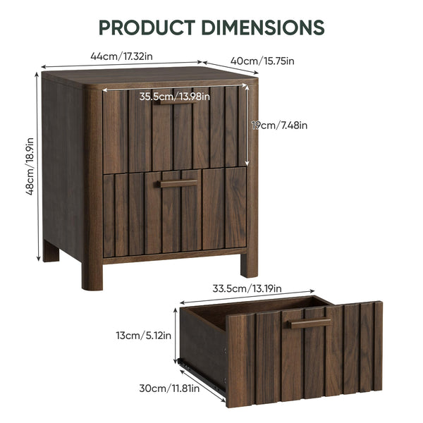 Mid-Century Modern Nightstand with 2 Drawers