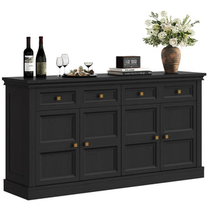 63-Inch Buffet Cabinet with Storage, 4 Doors, Drawers & Shelves
