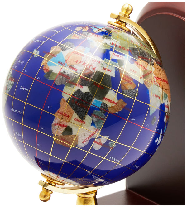 Blue Lapis Gemstone Globe Bookends – Set of 2