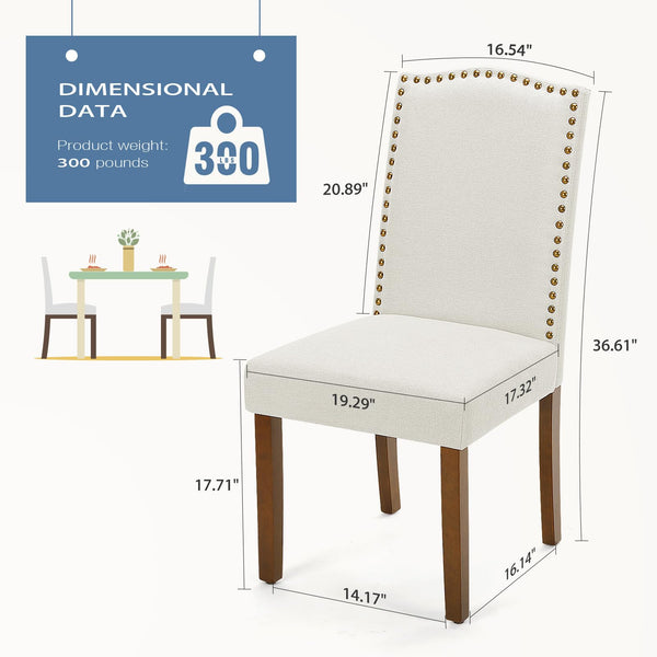 Dining Chairs Set with Wooden Legs & Padded Seat