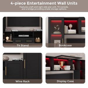 94" Wall Unit Entertainment Center with LED Lights