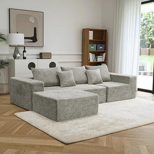 L-Shaped Modular Sectional Sofa with Deep Seat