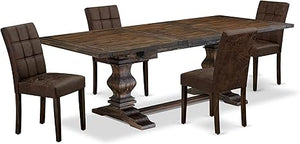 9-Piece Dining Table Set with Removable Leaf and 8 Parson Chairs