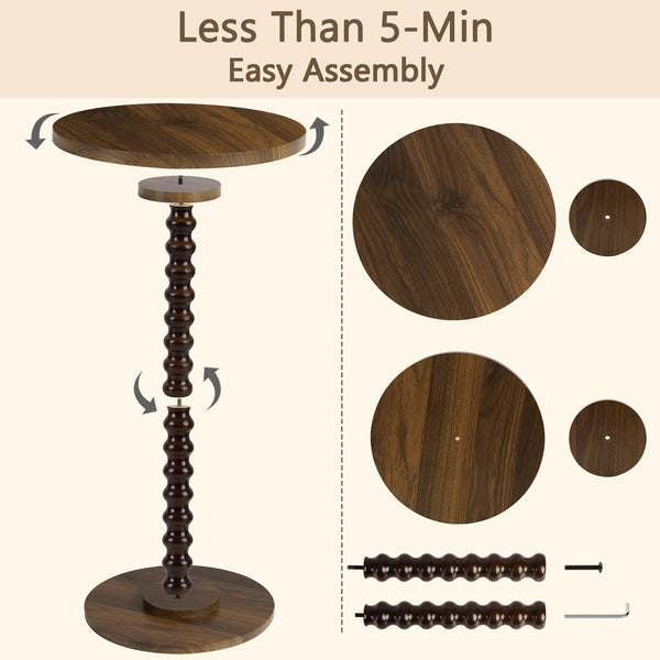 Round Side Table – Small End Table with Solid Wood Legs