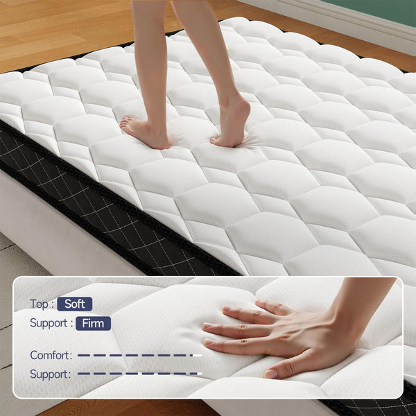 Twin Pillow Top Memory Foam Mattress – Medium Firm, Cooling Gel, 5 Inch