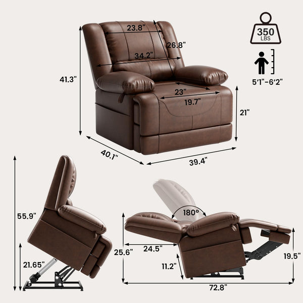 Power Lift Recliner Chair with Dual Motor, Massage & Heat