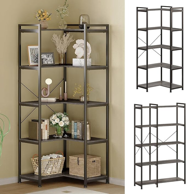 5-Tier Deformable Corner Bookshelf