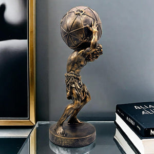 Greek Atlas Statue Bronze Resin Sculpture 16.5 Inch