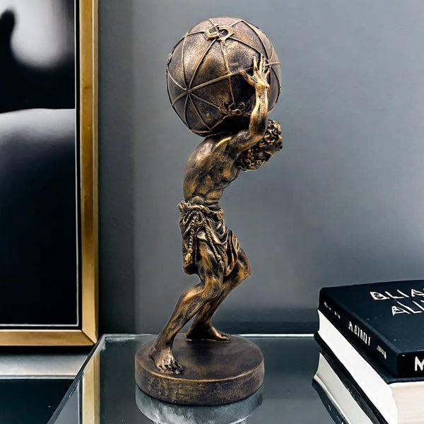 Greek Atlas Statue Bronze Resin Sculpture 16.5 Inch